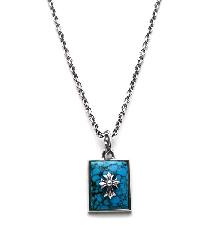 Square Turquoise Necklace/ Cross02