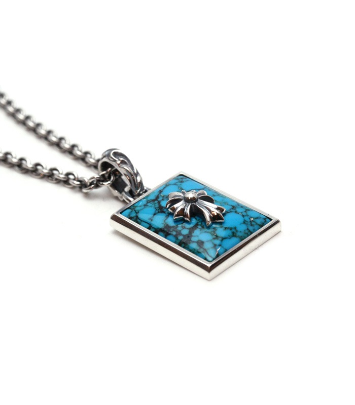 Square Turquoise Necklace/ Cross02