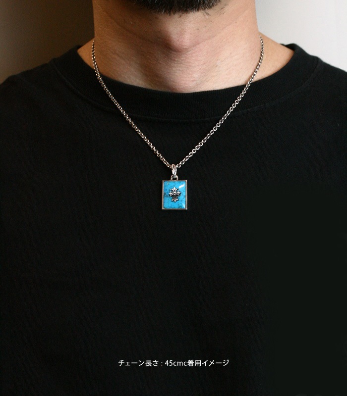 Square Turquoise Necklace/ Cross02