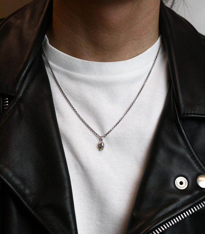 Small Skull Necklace / Silver & K18Gold