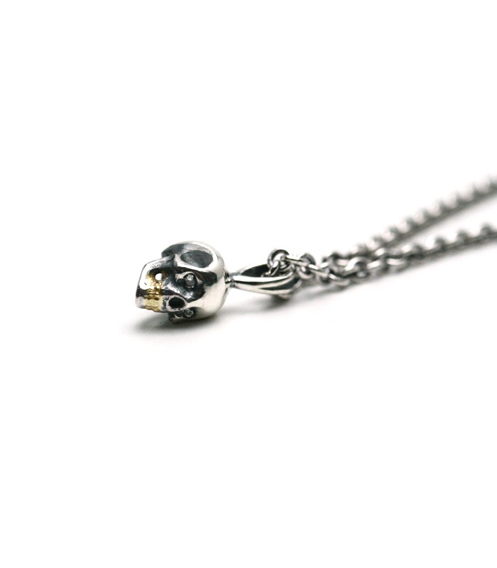 Small Skull Necklace / Silver & K18Gold(Diamond)