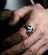 AG Skull Ring / White CZ Stone Eyes