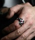 AG Skull Ring / Synthetic Ruby Stone Eyes