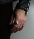 AG Skull Ring / Synthetic BlueSpinel Stone Eyes
