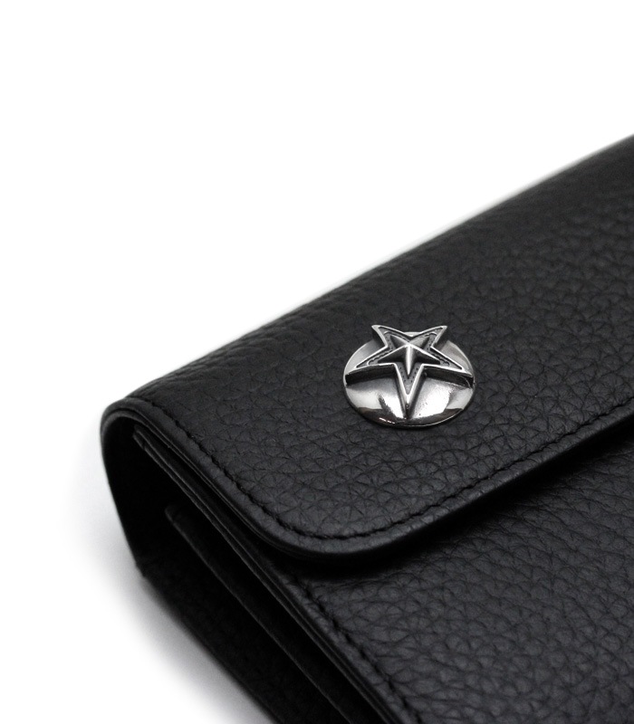 アージェントグリーム　レザー ブラック 長財布 クロスボタン Argent Gleam(アージェントグリーム) 財布 ArgentGleam