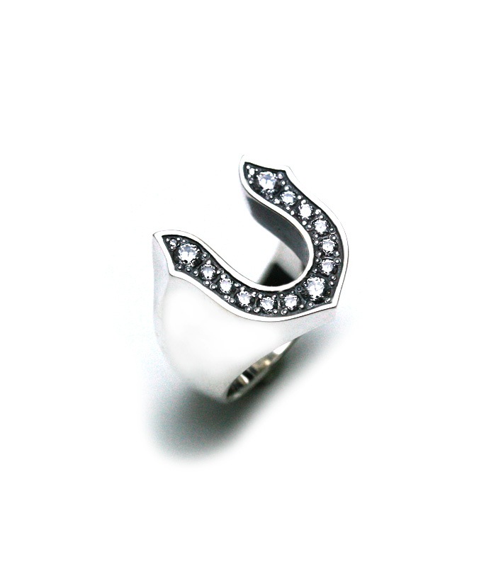 WHITE CZ SMALL HORSESHOE RING