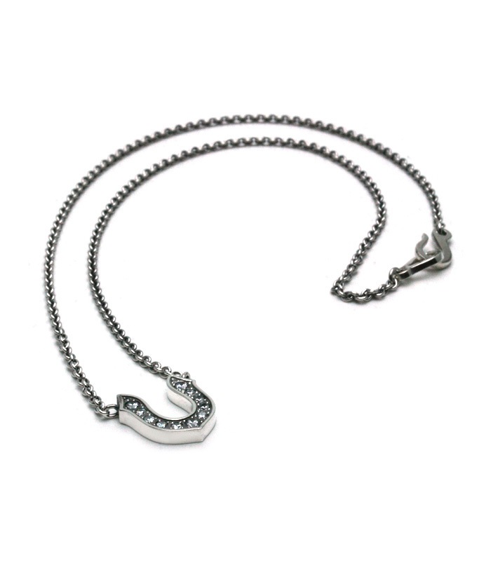 WHITE CZ HORSESHOE NECKLACE