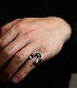 BLACK CZ SMALL HORSESHOE RING