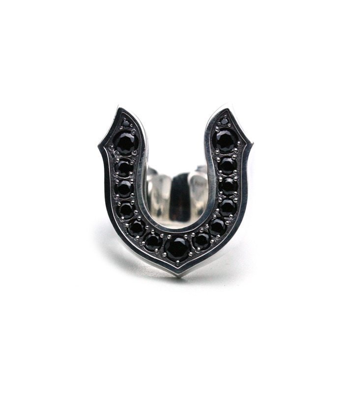 BLACK CZ LARGE HORSESHOE RING