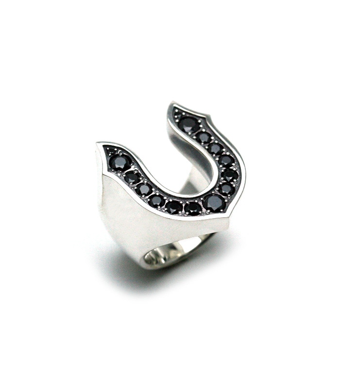 BLACK CZ LARGE HORSESHOE RING