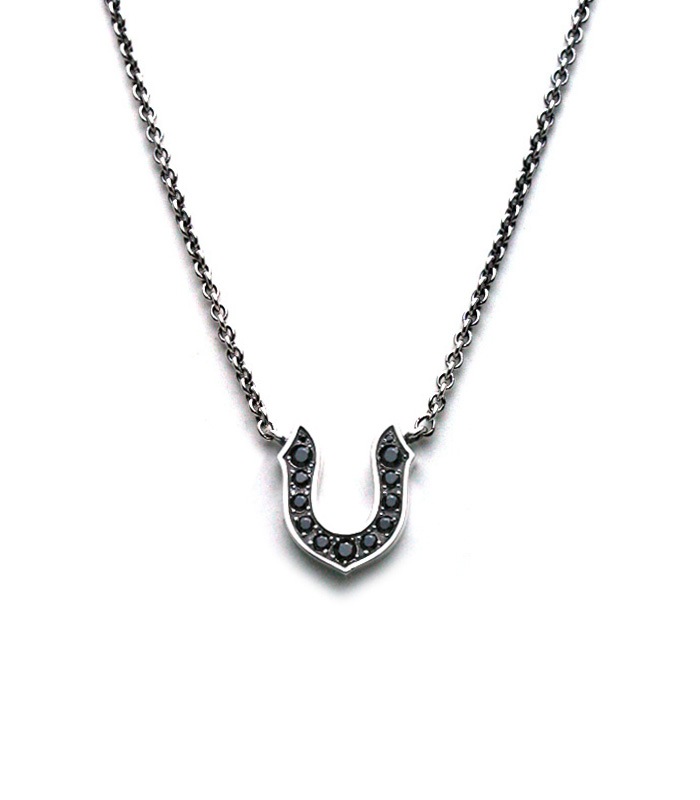BLACK CZ HORSESHOE NECKLACE