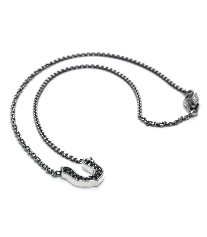 BLACK CZ HORSESHOE NECKLACE