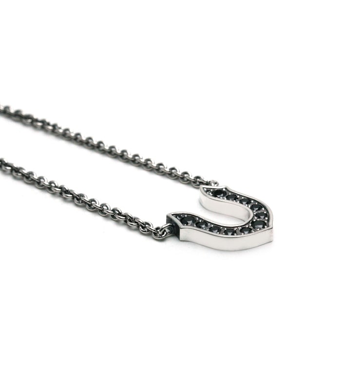 BLACK CZ HORSESHOE NECKLACE