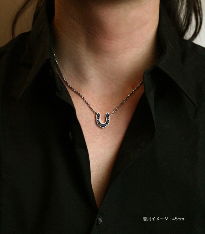 BLACK CZ HORSESHOE NECKLACE
