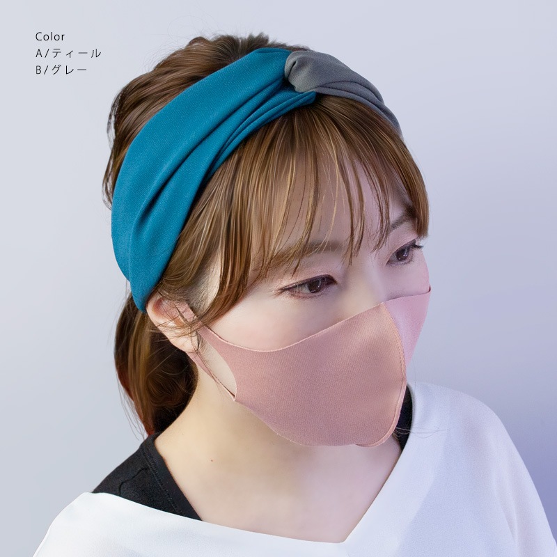 アユミ。リボンデザイン ヘアバンド 紺 赤 2点セット mocmof 和風リボン ヘアバンド 622-356611(ヘアアクセサリー