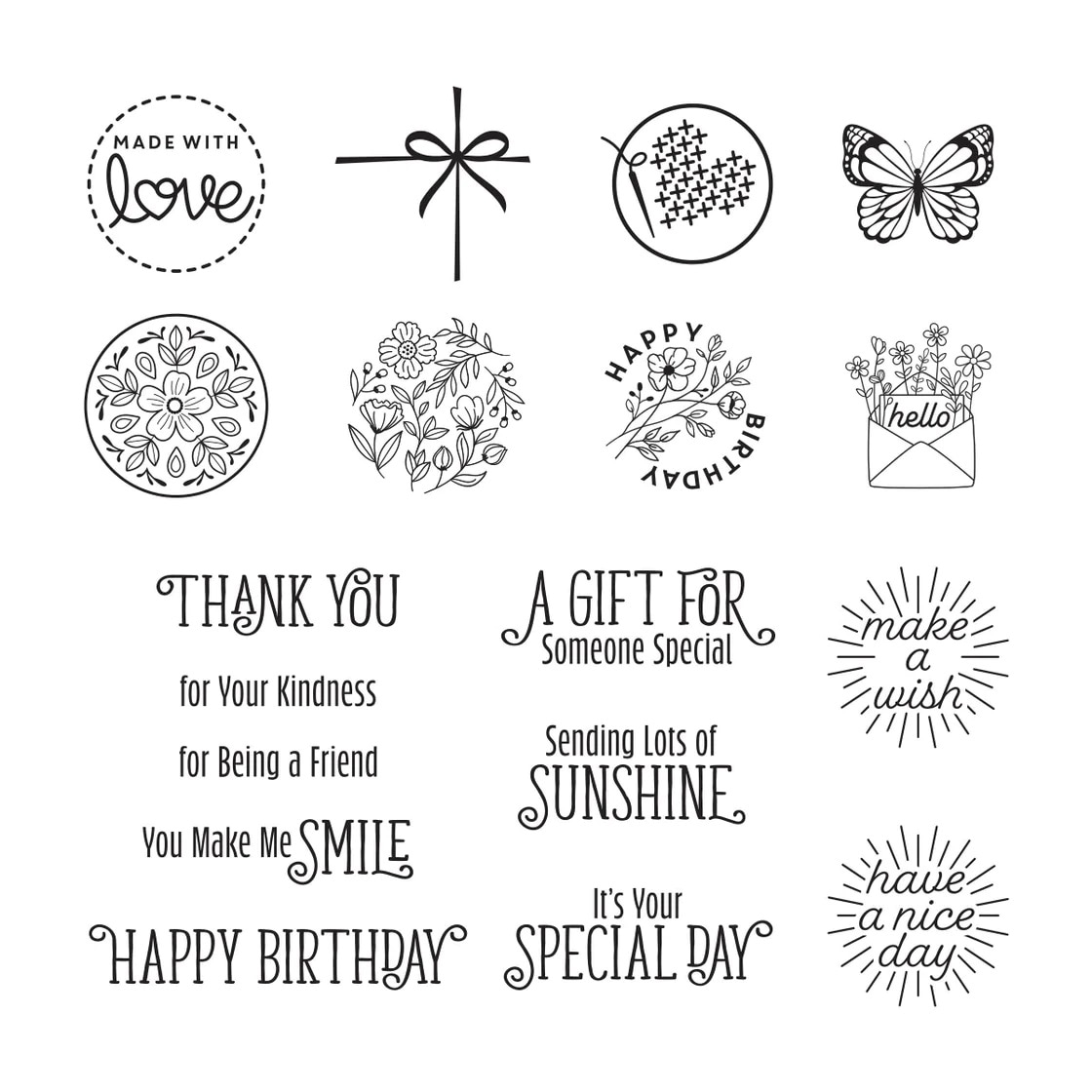 SpellbindersClear Stamp-STP-162Floral Reflection Sentiments