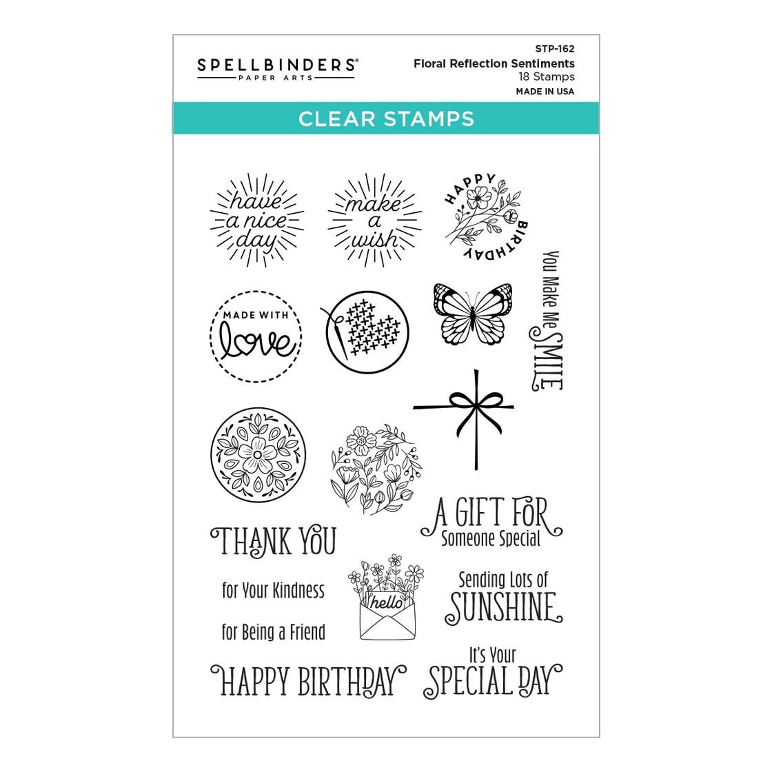 SpellbindersClear Stamp-STP-162Floral Reflection Sentiments