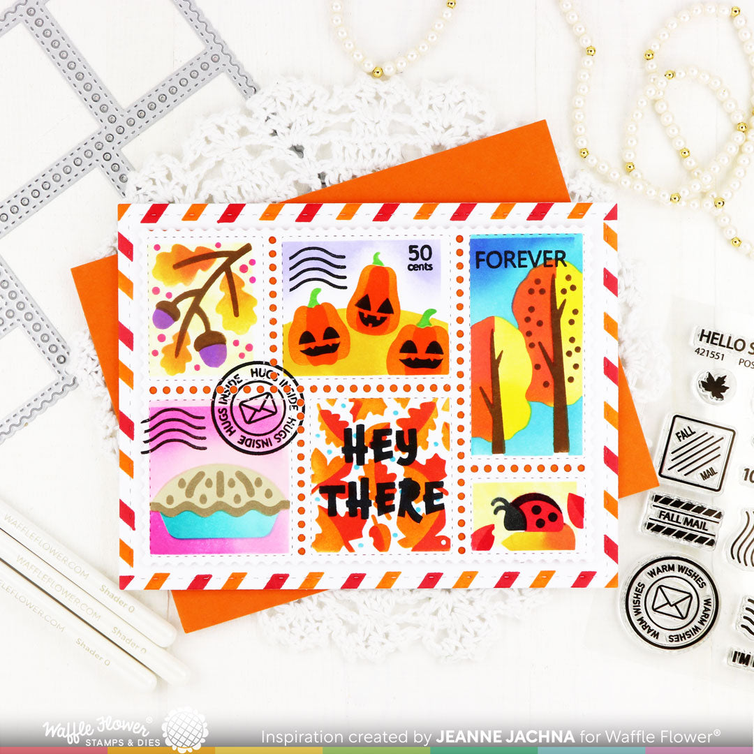 Waffle Flower Stamp-421551Postage Collage for Fall