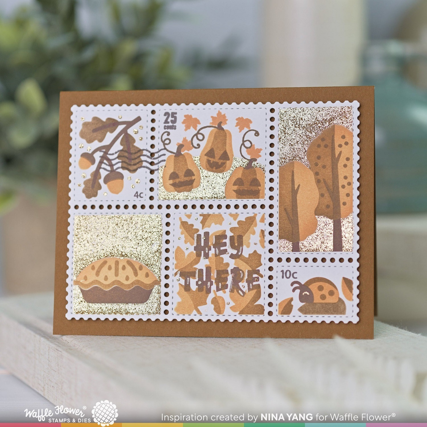 Waffle Flower Stamp-421551Postage Collage for Fall