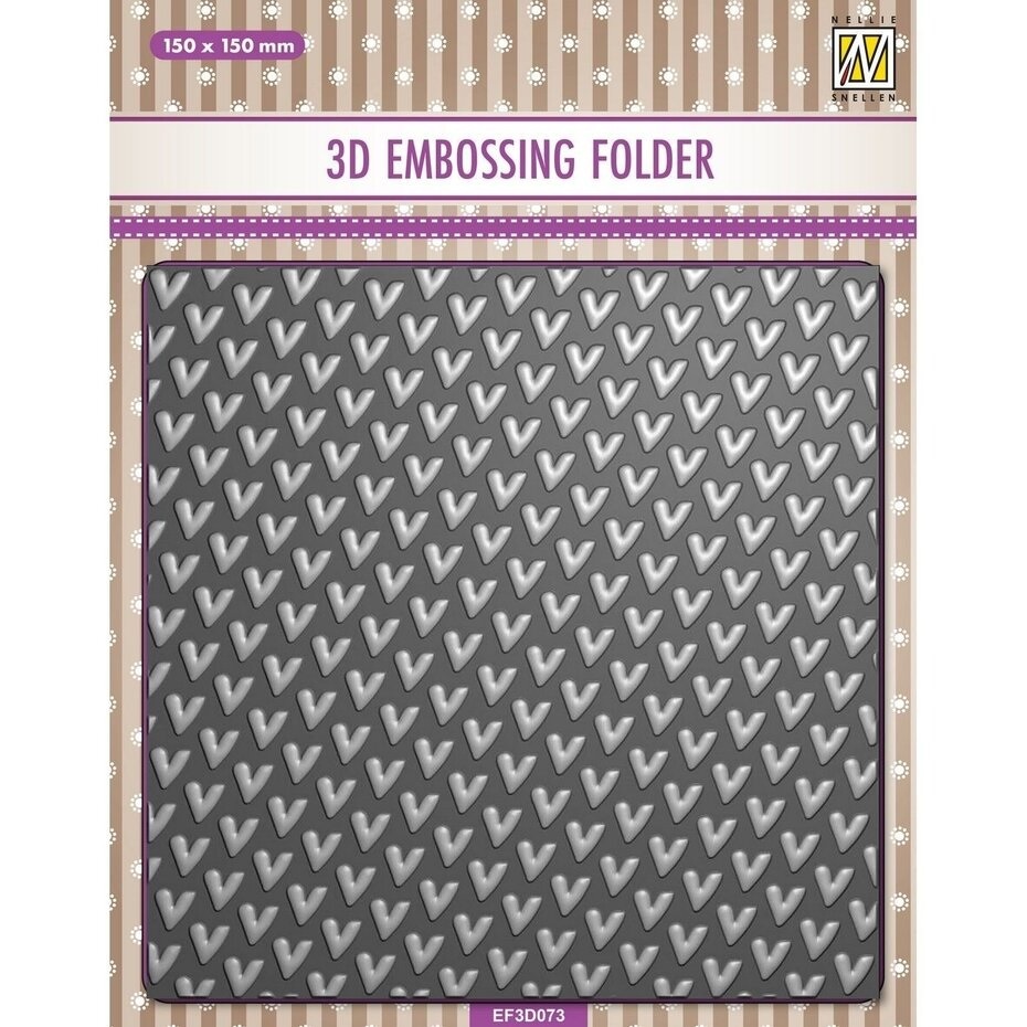 Nellie's Choice 3D Embossing Folder EF3D073 Background Hearts