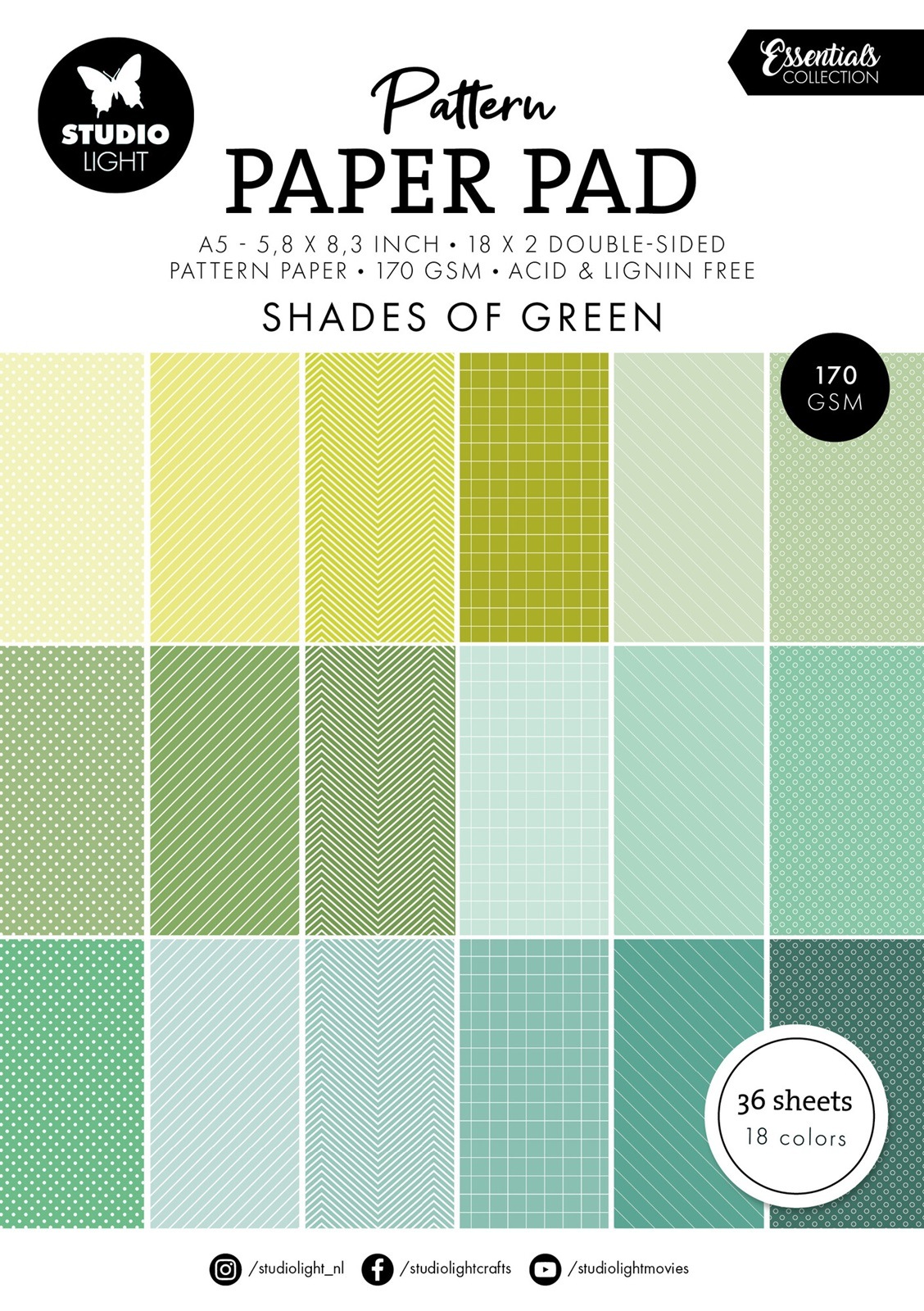 Studio Light Pattern Paper Pad A5 - SL-ES-PPP164 Shades Of Green ...