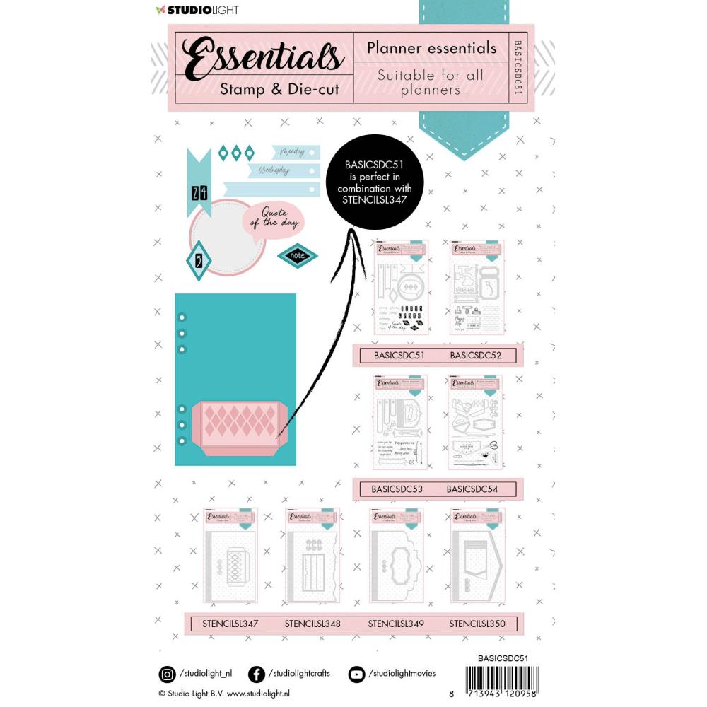 Studio Light Planner Essentials BASICSDC51 Die & Stamp Rectangle