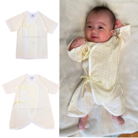 クマ柄プリント短肌着(ホワイト)