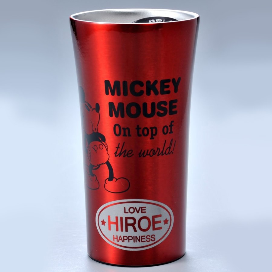 【在庫限り】名入れ ミッキー チアフル断熱ステンレス２層タンブラー300ml