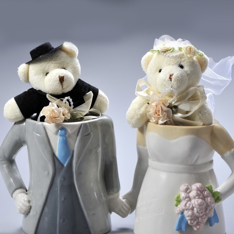 名入れ ハッピーウエディング新郎新婦 ベアー付 マグカップ