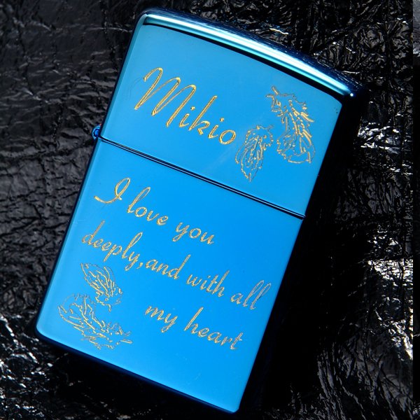 名入れ ZIPPO スカイブルーチタンコーティング#20446