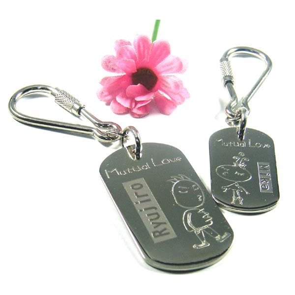 名入れ ドックタグキーホルダーペアセット-Kiss-