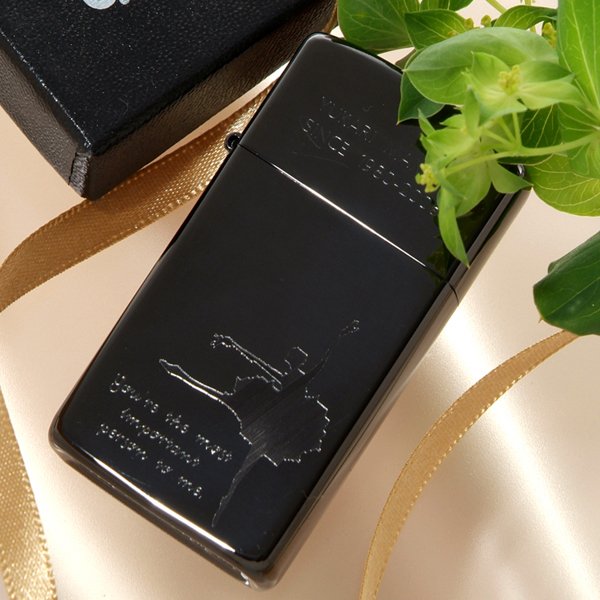 名入れ ZIPPO ブラックホールスリムサイズ