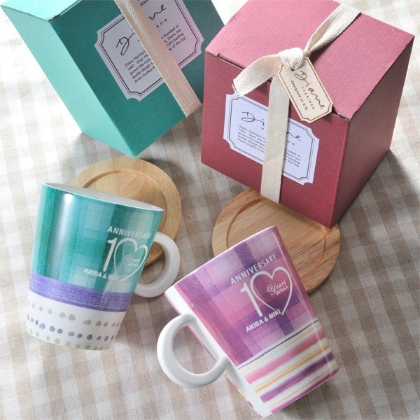 名入れ Sensesチェックマグカップ コースター付き 単品