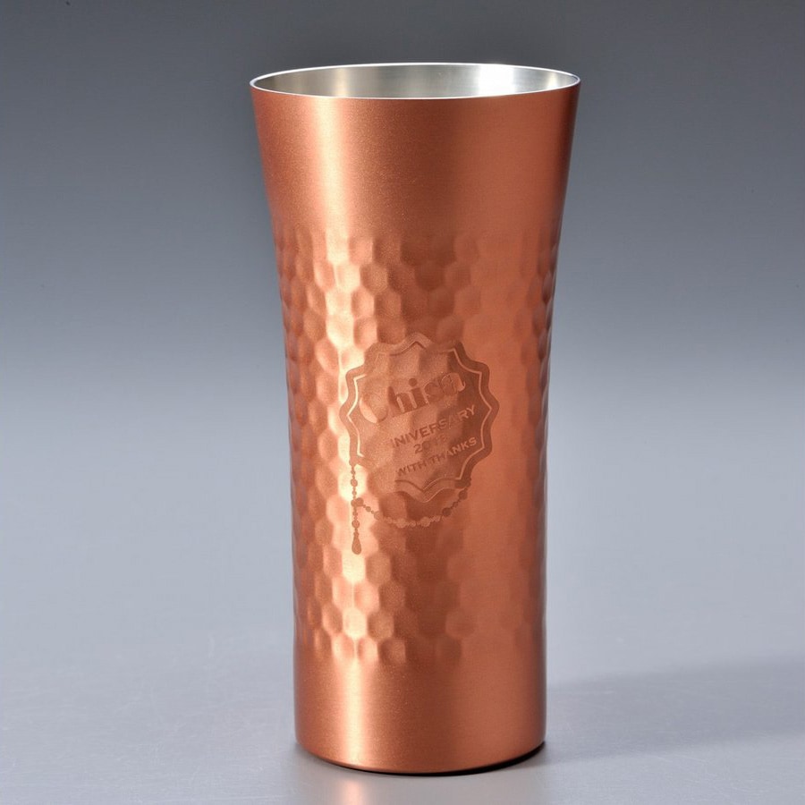名入れ 銅製 槌目タンブラー マット仕上げ