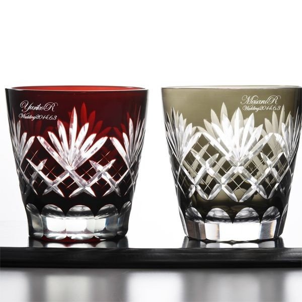 名入れ 江戸菱花 オールドペアグラス 木箱入り