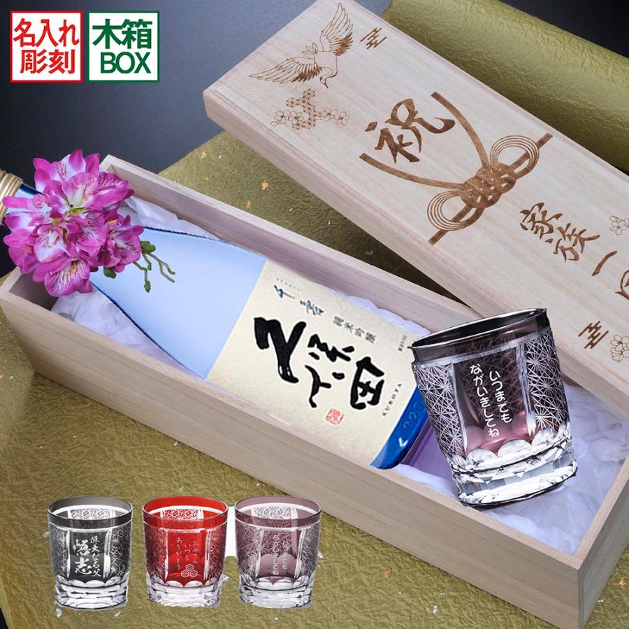 名入れ 久保田 千寿 純米吟醸 720ml & 菊繋オールドグラス 木箱入り