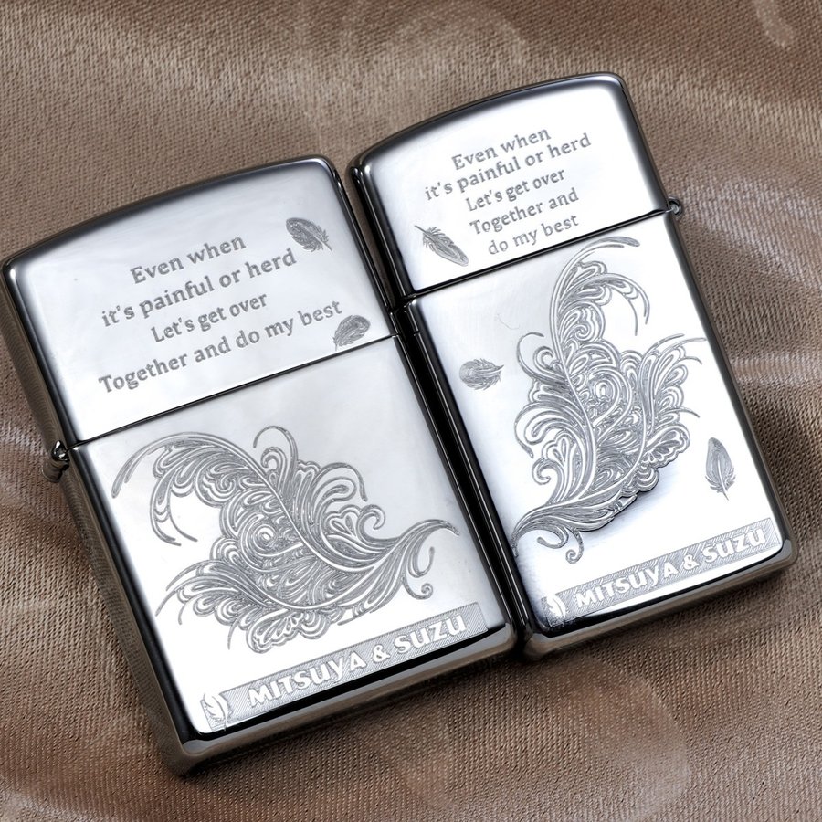 名入れ ペアZIPPO　二人で乗り越える愛の翼