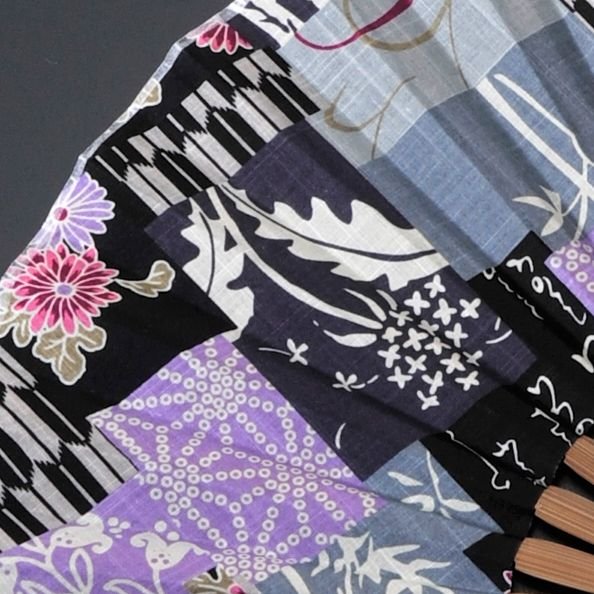 名入れ My扇子 タッセル付 パッチワーク柄