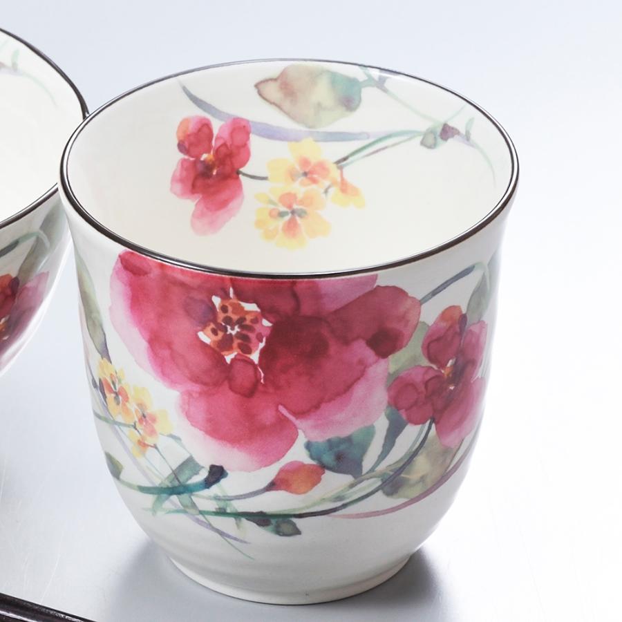 名入れ 日本製 花水彩 茶碗 & 湯呑 & 箸 お一人様3点セット