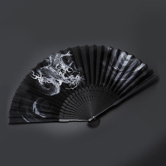 名入れ My扇子 和柄 龍(ブラック) 単品