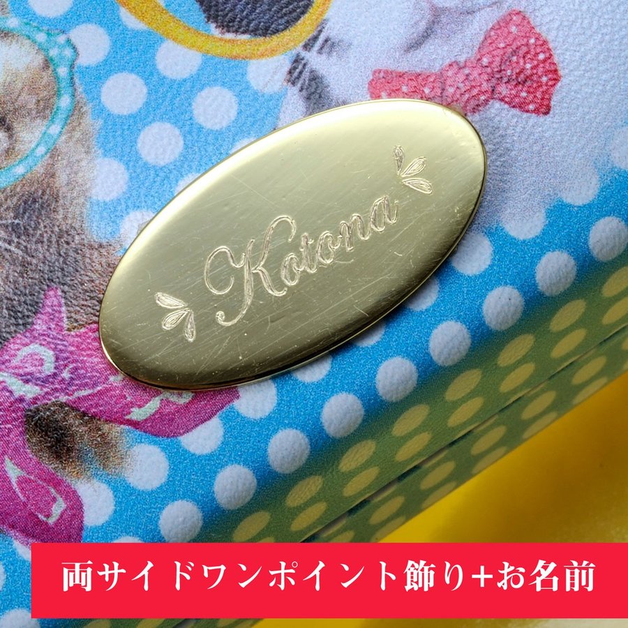 名入れ 猫ドット柄メガネケース