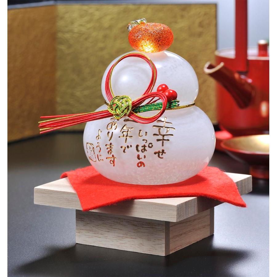 名入れ 置き物 伝統工芸品 ガラスの鏡餅