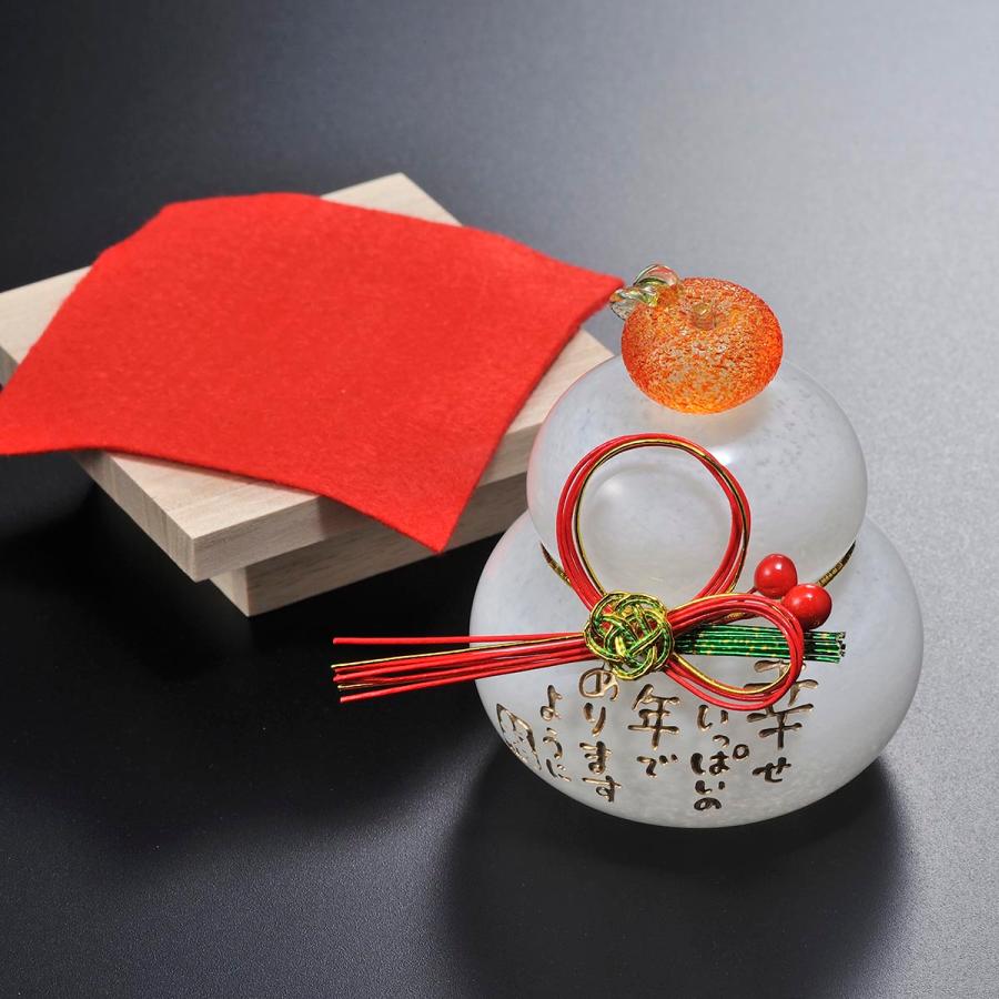 名入れ 置き物 伝統工芸品 ガラスの鏡餅