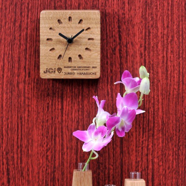 名入れ PLAM オーク木製クロック