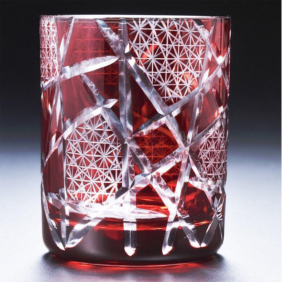 名入れ 江戸菱硝子 モダン 切子 2点ペア 芋焼酎 魔王 25度 720mlセット コサージュ付 ギフトBOX入り