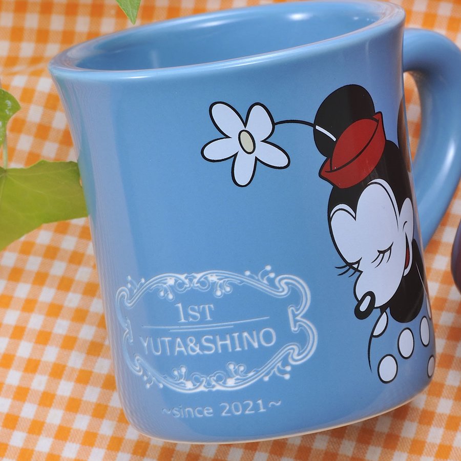 名入れ ディズニー ミッキー＆ミニー ワンカラー ペア マグカップ