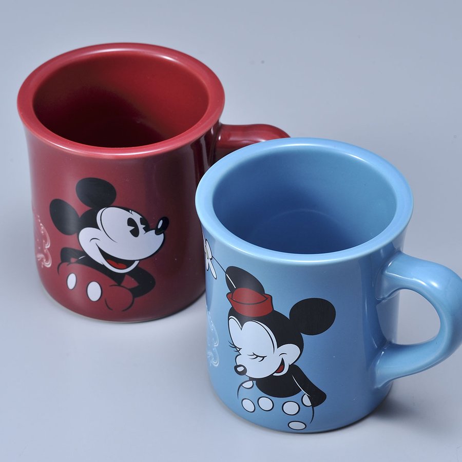名入れ ディズニー ミッキー＆ミニー ワンカラー ペア マグカップ