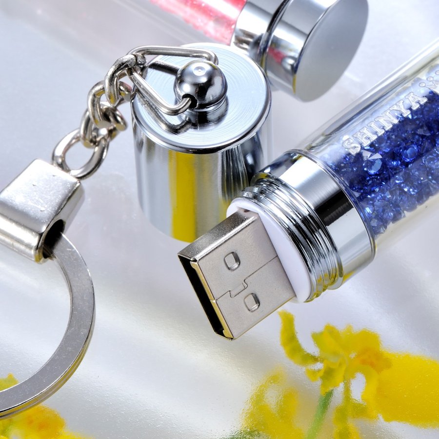 名入れ キラキラストーンキーリング式USB