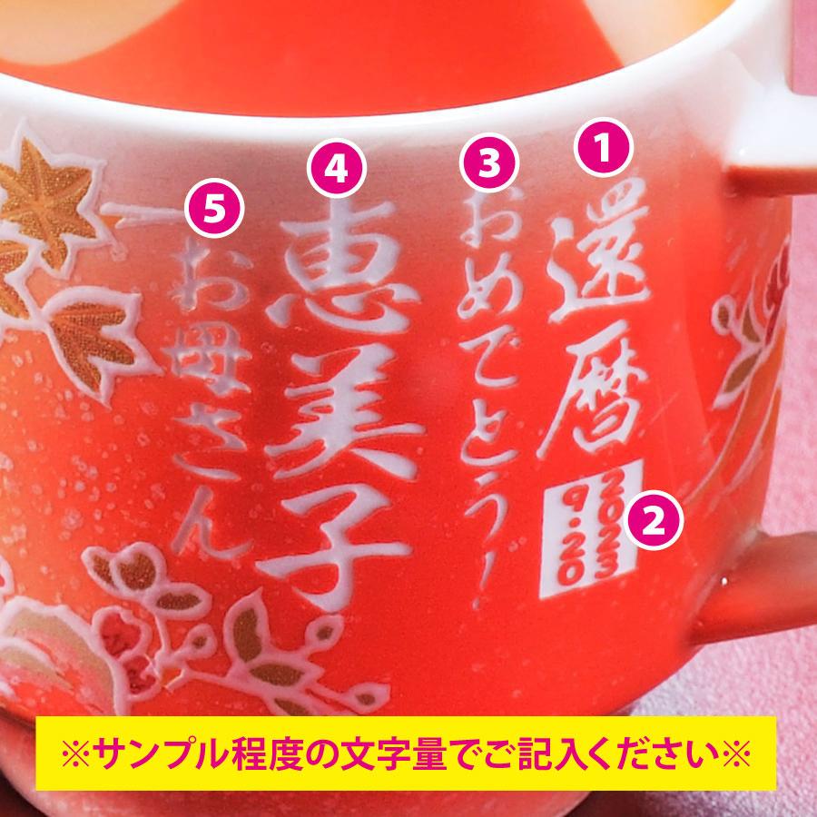 名入れ 有田焼 桜もみじ ふたつき マグカップ 赤 木箱入り