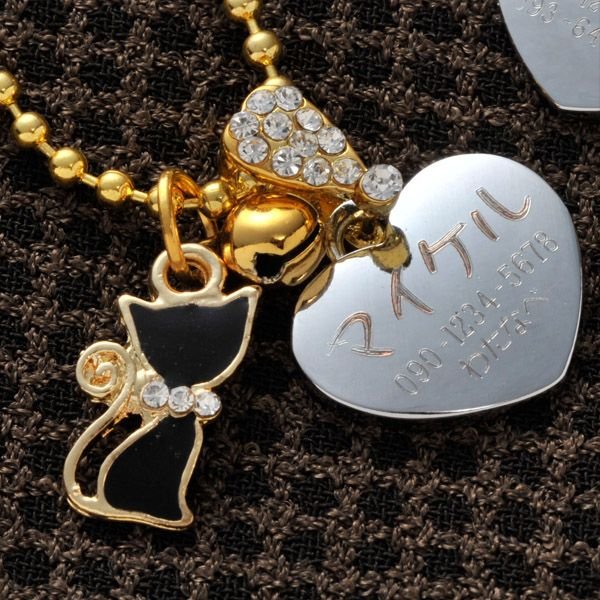名入れ 猫専用ペット用プチハートプレートネックレス